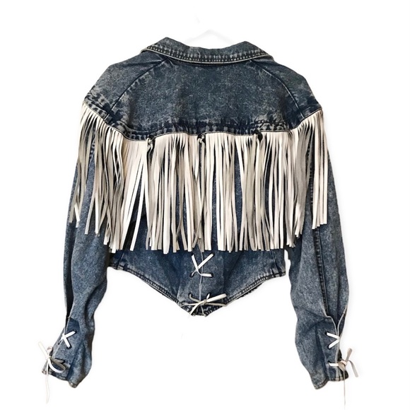 Rock Creek-Vintage Jean Jacket w/leather tassels-Good preowned condition - Picture 2 of 6